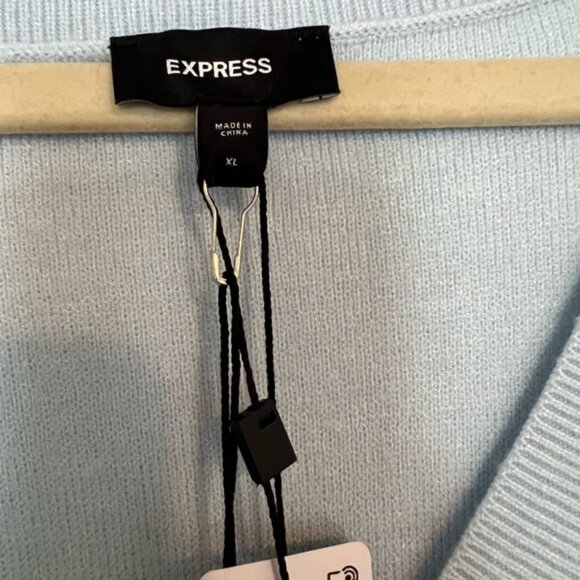 NWT Express v-neck embellished bow cardigan, chill blue, size xl - Picture 3 of 8